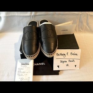 Chanel Espadrille Mule Black New